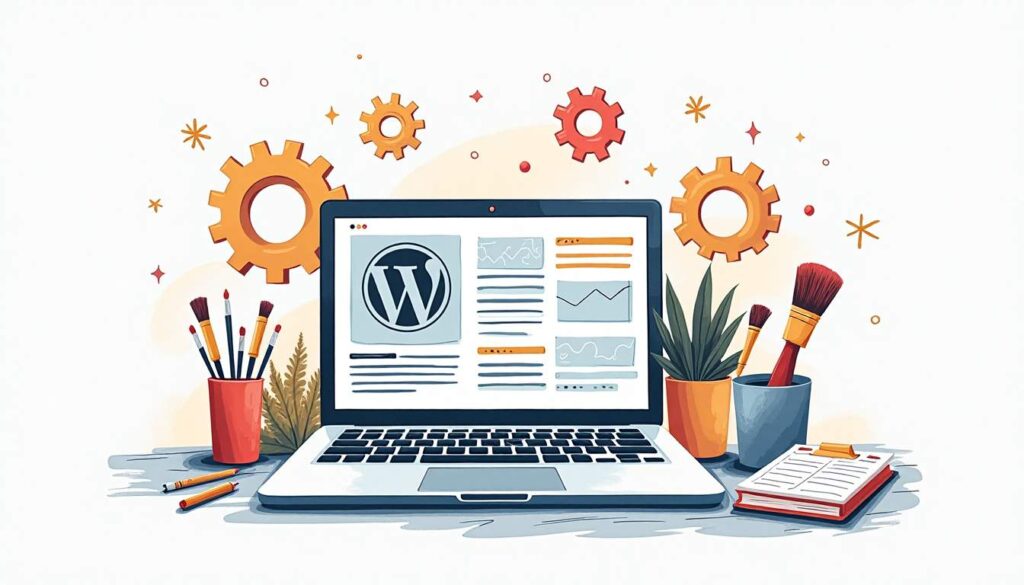 An open laptop displaying a visually appealing wordpress website